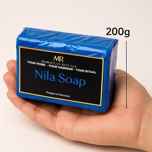 Moroccan Rituals Soap Bar 200g | 100% Natural & Chemical-Free Nourishing Hammam Spa Treatment | Hydrating, Softening & Rejuvenating | Traditional Moroccan Beauty Ritual (200g, Blue Nila) thumbnail 7