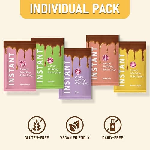 O's Bubble Instant Boba Kit | Marbling Boba Tea Kit | Bubble Tea Tapioca pearls | Marbling Syrup | Non-Dairy | Shelf Stable | Vegan | Gluten-Free | Brown Sugar (Pack of 4) thumbnail 4