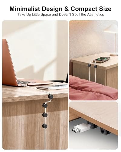 OneLeaf 8 Pack 360° Rotatable Strong Magnetic Cable Clips Cord Holder for Nightstand, 1s Lock Phone Charger Holder, Adhesive Magnetic Cord Clips for Home/Office/Car/Game Station, Smooth Adjustable thumbnail 5