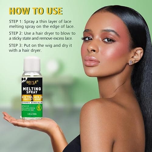 3.4 fl oz Lace Melting and Holding Spray Glue-Less Hair Adhesive for Wigs, Extra Hold Lace Melting Spray Adhesive Wig Spray for Closure Wigs Extensions, Wig Melting Spray Strong Natural Forming Hold thumbnail 7