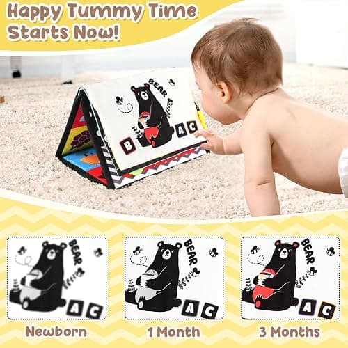 URMYWO Tummy Time Toys - Black and White Baby Toys - Baby Mirror - High Contrast Baby Toys for Newborn Brain Development - Infant Sensory Toy 0-3-6-12 Months - Visual Stimulation Montessori Toy Gift thumbnail 4
