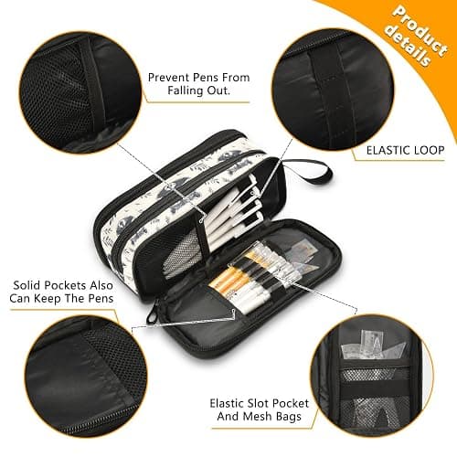 KUEJOP Retro Raccoon Style Pencil Case Big Capacity Pencil Pouch with Zipper Compartments Stationery Pencil Bag for Kids Teen School thumbnail 6