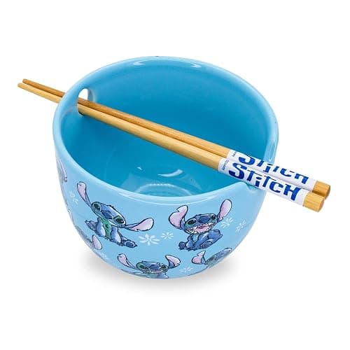 Disney Lilo & Stitch Japanese Ceramic Dinnerware Set | Includes 20-Ounce Ramen Noodle Bowl and Wooden Chopsticks thumbnail 3
