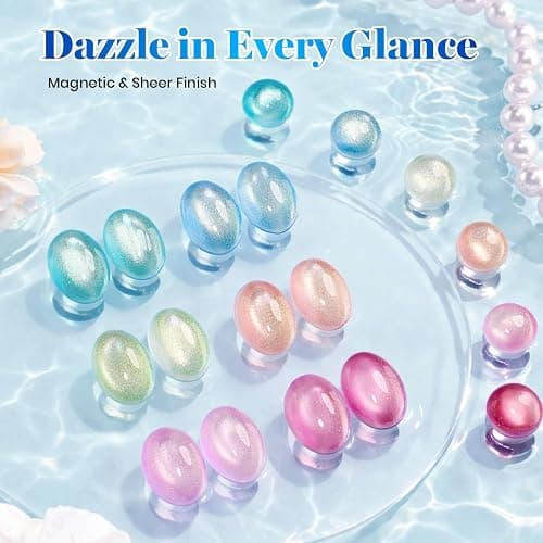 Beetles Crystal Garden Cat Eye Gel Nail Polish Set - 6 Colors 15ML Full Size Spring Gel Polish Kit Glitter Pink Blue Orange Green Magnetic Effect Soak Off UV Nail Art DIY Manicure Gifts for Women thumbnail 5