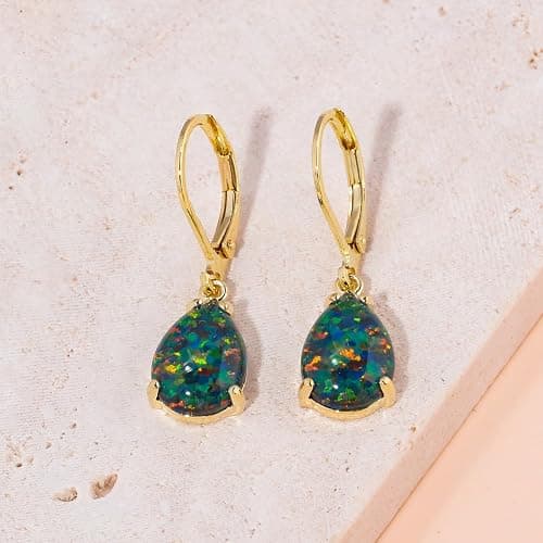 CiNily Teardrop Leverback Dangle Earrings for Women Hypoallergenic Created Fire Opal Pendant Drop Earrings 14K White/Rose/Gold Hanging Lever Earrings Fashion Graduation Party Jewelry Gifts thumbnail 6