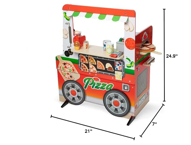 Melissa & Doug Wooden Pizza Food Truck Activity Center | 53 Pcs, Wooden Food Truck with Oven, Slicable Pretend Play Food, Felt Toppings, Ice Cream, Preschool Toys for Kids, Ages 3+ thumbnail 3