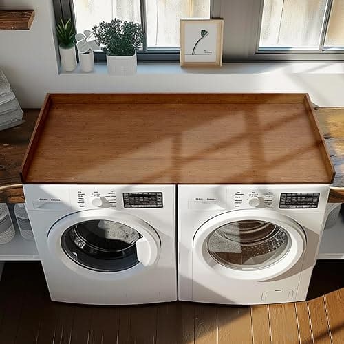 Gashell Washer Dryer Countertop, 27.5" x 54" Bamboo Washer and Dryer Countertop for Laundry Room Organization(Retro Brown) thumbnail 2