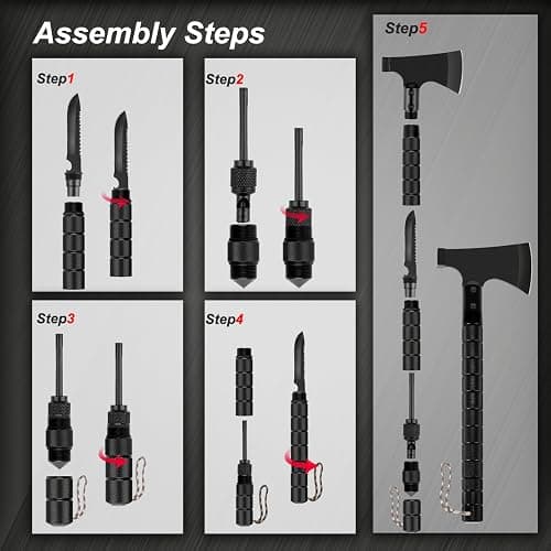 Camping Axe,Survival Hatchet,Folding Portable Tactical Axe Multi-Tool Set,Camping Hatchet with Hammer for Outdoor Hiking,Camping,Adventure,Hunting thumbnail 6