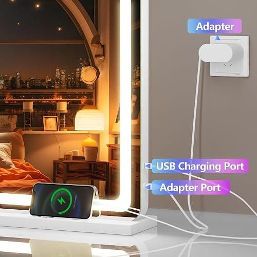 Hasipu Vanity Mirror with Lights, 70 x 50cm LED Makeup Mirror, Lighted Make up Mirrors with Dimmable 3 Modes, Touch Screen Control Vanity Mirrors Round White thumbnail 7
