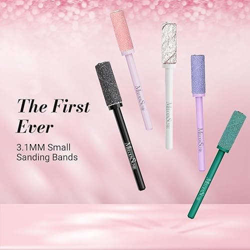 MelodySusie 50Pcs Nail Drill Bits Small Sanding Bands 180 Grit Pink | 180 Fine, 3.1mm Mandrel Bit, 3/32''for Nail Drill, Manicures and Pedicures thumbnail 2
