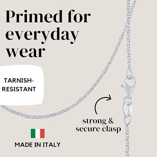 KISPER Solid 925 Sterling Silver Chain Necklace for Women Thin & Secure - Italian 1.6mm Diamond Cut Cable Link with Lobster Clasp - Made in Italy (16-30 Inch) thumbnail 4
