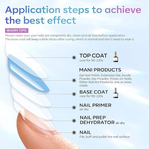modelones Gel Top Coat, 15 ml 2025 Upgrade Super Shiny Base and Top Coat Set, Soak Off Nail Lamp Acid Free No Wipe Clear Base Top Gel Nail Polish thumbnail 7