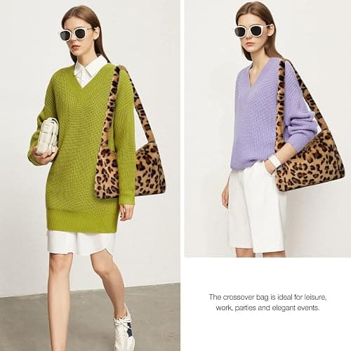Fuzzy Tote Bag Y2K Fluffy Shoulder Bag Women Furry Purse Large Cute Plush Bag Ladies Faux Fur Bag for Autumn and Winter thumbnail 6