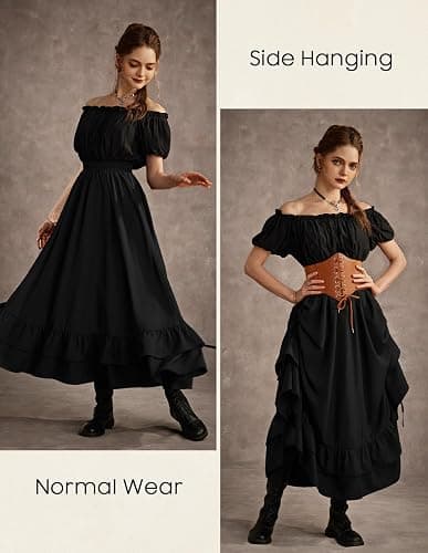 Scarlet Darkness Women Renaissance Skirt Medieval Ruffle Layered Maxi Skirts thumbnail 4