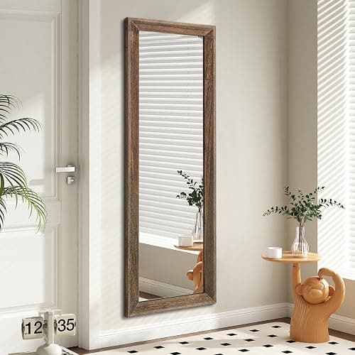 AAZZKANG Hanging Mirror Full Length Retro Large Wooden Framed Full Body Mirrors 47"x16" for Bedroom Living Room Bathroom Wall Mounted Vertically or Horizontally - Image 1