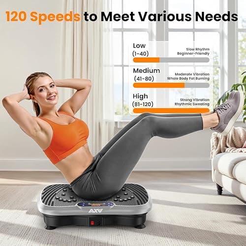 AXV Vibration Plate Fitness Platform Exercise Machine Vibrating Shaking Full Body Shaker Workout Vibrate Stand Shake Board Sport Gym for Weight Loss Fat Burner for Women Men thumbnail 5