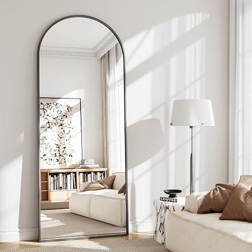 WISSMIELS Full Body Mirror 26x71 inch Arched Full Length Mirror with Stand Aluminum Wall Mounted Hanging or Leaning Standing Mirrors, Black thumbnail 6