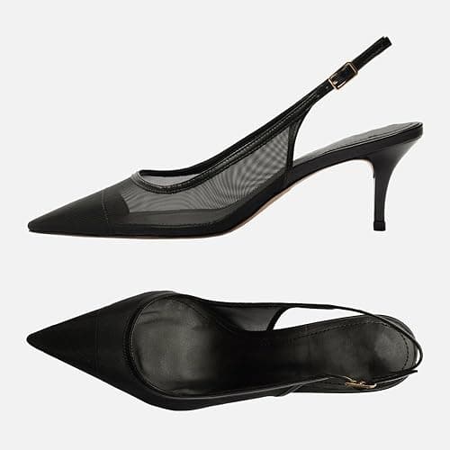 epiluta Mesh Kitten Heels for Women Slingback Design with Pointed Toe Breathable and Stylish Elegant Low Heel for Comfort thumbnail 5