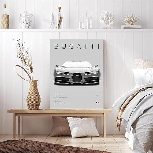 CSLGQGV Car Poster Vintage Racing Car Wall Art Supercar Canvas Prints Painting For Men Room Pictures Guys Dorm Room Aesthetics Decor Bedroom Office (black and white car frame, 12x16in) thumbnail 6