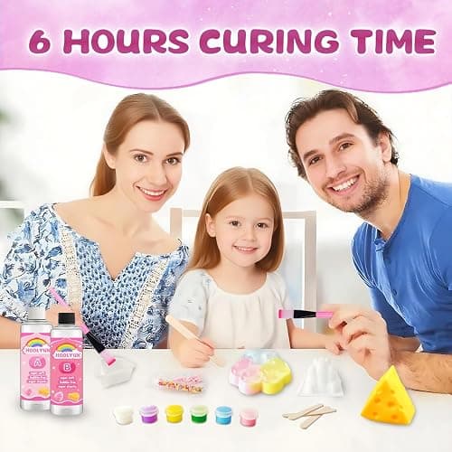 HOOLYUK Taba Squishy Kit, DIY Squishy Making Kit 1:1 AB Liquid Silicone, FuFu Squishy Kit with Mold, Flocking Powder - Stress Relief Entertainment Gifts for Any Occasion thumbnail 6