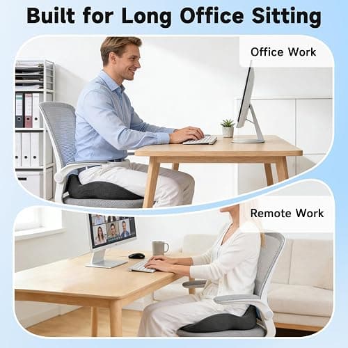 Tuozaiira Seat Cushion for Office Chairs – Large U-Shaped Memory Foam Desk Chair Cushions for Long Sitting Comfort, Ergonomic Thick Support Pad for Work from Home & Daily Office Use thumbnail 3
