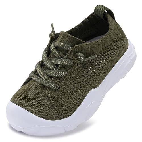 LeIsfIt Toddler Shoes Boys Girls Barefoot Shoes Kids Breathable Sneakers Tennis Shoes Slip on Shoes - 5 Toddler - C-green - Image 1