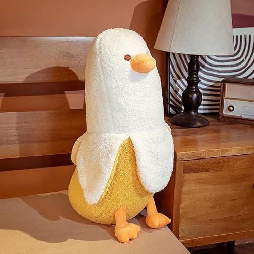 PEACH CAT Banana Duck Plush Toy Cute Plushie Hugging Plush Pillow Duck Stuffed Animal for Girls and Boys White 35.4" thumbnail 2