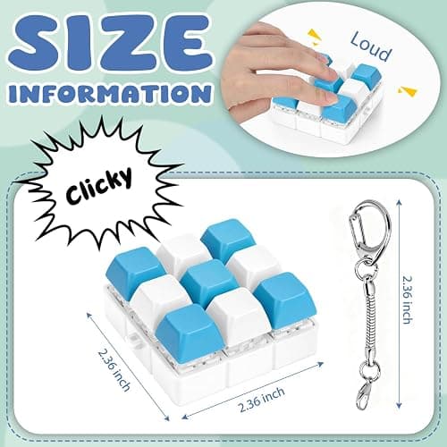 Axlksia Keyboard Fidget Toy, Fidget Clicker Keyboard Fidget Keychain, Button Fidget Gifts for Adults to Relieve Stress and Pass Time (9-in-1 C) thumbnail 3