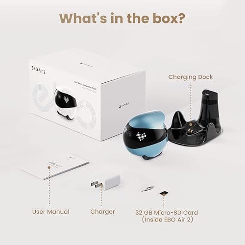 Enabot EBO FamilyBot Home Camera Robot EBO Air 2: 2K Movable Pet Camera, Indoor Robot Companion, Custom Facial Expression, Auto-Recharge, Battery-Operated, 2-Way Talk, Night Vision(Jay Blue) thumbnail 8