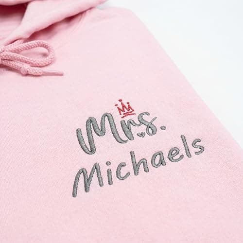 Custom MR MRS Embroidered Hoodie - Couple Matching with Name for Anniversary Wedding Engagement Christmas thumbnail 4