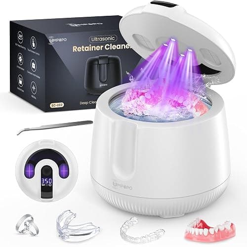 Ultrasonic Retainer Cleaner Machine 48kHz, Dental Ultrasonic Care Cleaner | Ultrasonic Retainer Cleaner for Dentures, Aligners, Mouth Guards, Toothbrush Heads and Jewelry with 200ML Capacity - Image 1