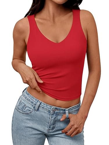 Trendy Queen Womens Tank Tops Double Lined Crop Sleeveless Going Out Camisole Summer Fashion Basic Soft Spring Clothes 2025