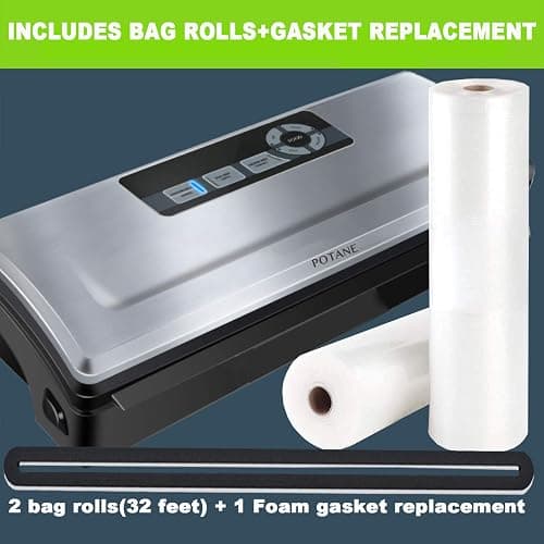 POTANE Precision Vacuum Sealer Machine, Powerful Pro Vacuum Food Sealer, 8-in-1 Easy Presets, 4 Food Modes, Dry&Moist&Soft&Delicate with Starter Kit, Compact Design(Silver) thumbnail 5