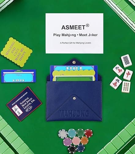Vegan Leather Mahjong Card Sleeve Holder, Fits Most Mahjong Cards, Line Readers & Shuffler Cards, Gift Box Included, Perfect Mah jong Gift & Accessories for Men Women (Navy Blue, 8.6 * 6.3 in) thumbnail 4