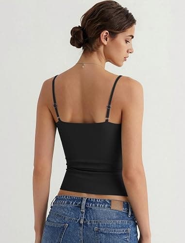 Avidlove Tank Tops for Women Square Neck Spaghetti Strap Double Lined Y2K Going Out Camisole Top thumbnail 6