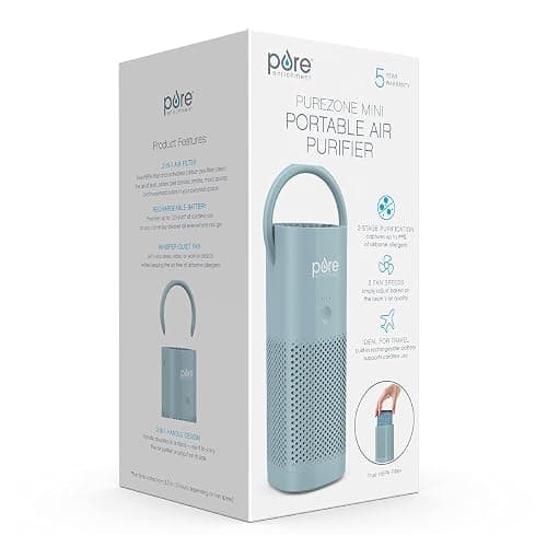Pure Enrichment® PureZone™ Mini Portable Air Purifier - Cordless True HEPA Filter Cleans Air & Eliminates 99.97% of Dust, Odors, & Allergens Close to You - Cars, School, & Office (Starlight Blue) thumbnail 9