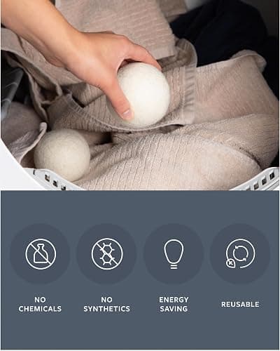 GroundLuxe Premium New Zealand Wool Dryer Balls - 6-Pack, 100% Organic, Hand-Felted, Reusable, Reduce Drying Time - Natural Fabric Softening, Wrinkle & Static Reduction thumbnail 4