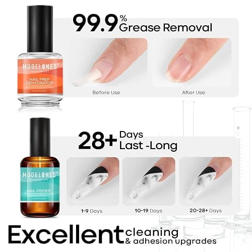 Modelones Professional Gel Nail Polish Primer, 2Pcs 15ml Acid Free Natural Nail Prep Dehydrate, Air Dry Superior Bonding Primer for Acrylic Powder Supplies Set thumbnail 5