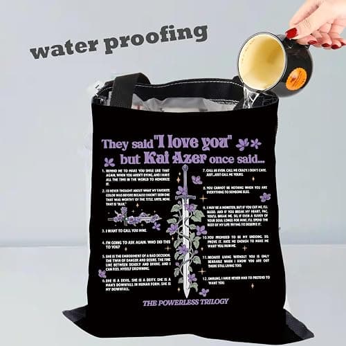 UJIMS Powerless Quote Inspired Tote Bag Special Edition Book Fans Gift Powerless Book Merch Dagger and Flower Bag thumbnail 5