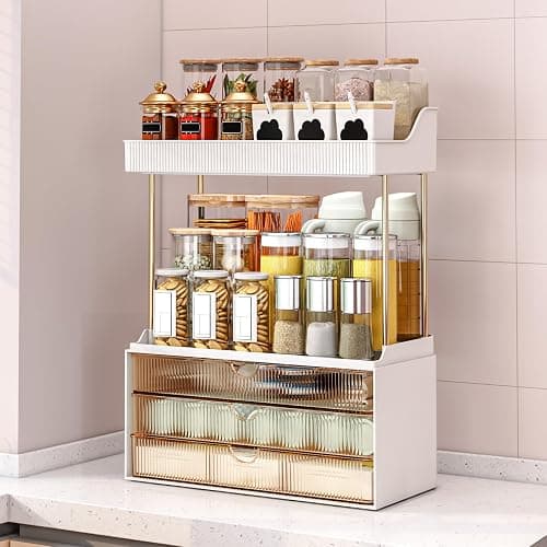 caktraie Bathroom Organizers and Storage - 3 Drawers 2 Tier Makeup Organizer, Cosmetic Storage Drawer for Dresser Countertop and Bathroom Vanity for Large Skincare, Perfume, Amber thumbnail 8
