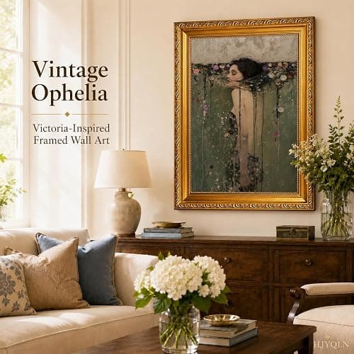 Vintage Gold Framed Ophelia Canvas Wall Art,Victorian Woman Wall Decor | Dark Academy Picture,Moody Poster Print Artwork,for Bathroom Bedroom Living Room Home Decoration 12x16 inch thumbnail 3
