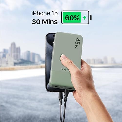 JUOVI J2621 Power Bank Portable Charger 20000mAh 45W,PD 3.0 QC 4.0 Fast Charging Battery Pack with LED Display,2 USB-C, 2 USB-A for iPad, iPhone 16 15 14 13, Tablet, Galaxy, Samsung S24 S23,Google thumbnail 3
