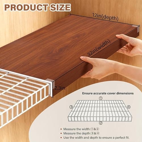 Wire Rack Covers, 32*12 Inch Shelf Covers for wire Shelving, Easy to Cut Closet Wires Shelf Cover-0.31 inch Thick(Not Wood) Moisture Resistant Durable Shelves Cover, Easy Install for Pantry, Kitchen thumbnail 3