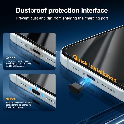 NEW'C 3X Privacy for iPhone 15 Screen Protector (6.1 inches)+ 3X Camera Lens Protector, Sensor Protection, Case Friendly Tempered Glass Film + Dust Plug - Easy Installation Tool Included thumbnail 5