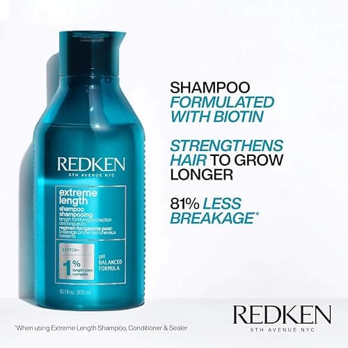 Redken Extreme Length Biotin Shampoo For Longer Hair – Promotes Healthy Hair Growth, Strengthens Damaged Hair, Prevents Hair Breakage, Infused With Biotin ​ thumbnail 3
