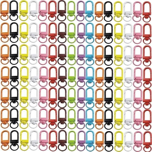 NSBELL 100PCS Lanyard Swivel Snap Hooks Heavy Duty Metal Lobster Claw Clasps for Backpack Charms, Zipper Pulls, Beads Projects, Colorful Little Clip - Image 1
