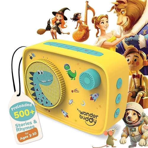 WonderBuddy Kids Story Box Audio Player, 500+ Preloaded Stories & Rhymes, Story Writing DIY Art Kit, Voice Recorder, Content Upgrade, Bluetooth, Birthday Gift for Boys Girls 3+ Years- Dino - Image 1