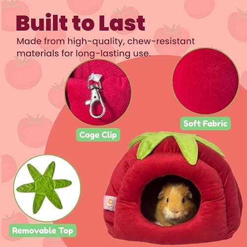 CAVYPOP Guinea Pig Hideout Bed, Tomato-Shaped Bottomless Plush House | Cute tomato design. Bottomless easy-clean structure. Thick plush comfort. Cozy hideout for guinea pigs thumbnail 5
