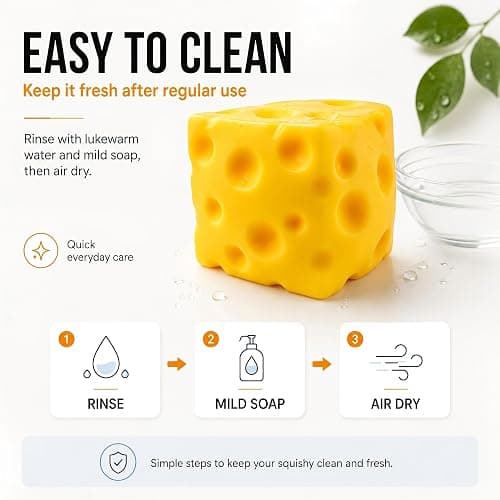 Giant Cheese Squishy Toy, 10cm Slow Rising TPR Squeeze Toy | with EVA Foam Filling, Jumbo Sensory Fidget Toy and Novelty Desk Gift for Kids, Teens and Adults thumbnail 6