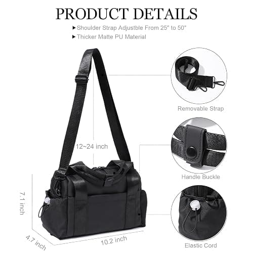 Bucosd Small Gym Bag for Women, Mini Crossbody Gym Duffle Bag with Wet Compartment, Carry on Gym Tote Bag for Workout Dance Sport Travel (Mini-Black) thumbnail 4